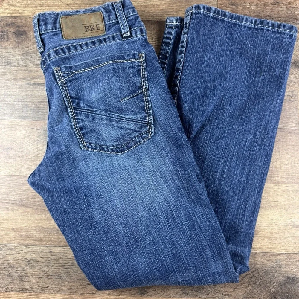 BKE‎ Jake Bootleg Blue Denim Jeans Button Zip 5-Pocket Design 31R